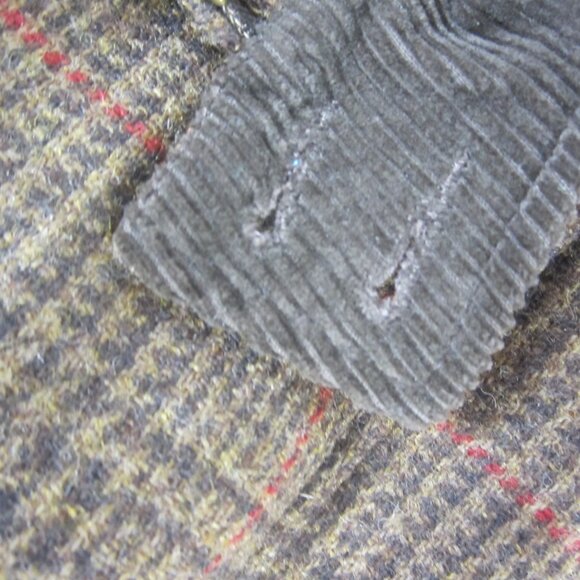 Orvis Mens Large Brown Houndstooth Plaid Wool Bomber Full Zip Jacket Pockets - Picture 11 of 16